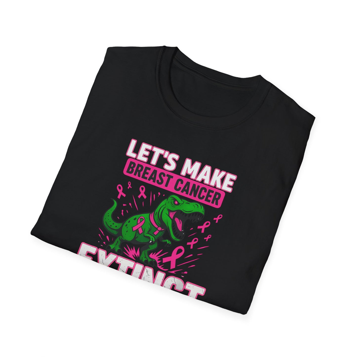 🦖Let’s Make Breast Cancer Extinct" Dino Tee – Breast Cancer Awareness Softstyle Shirt