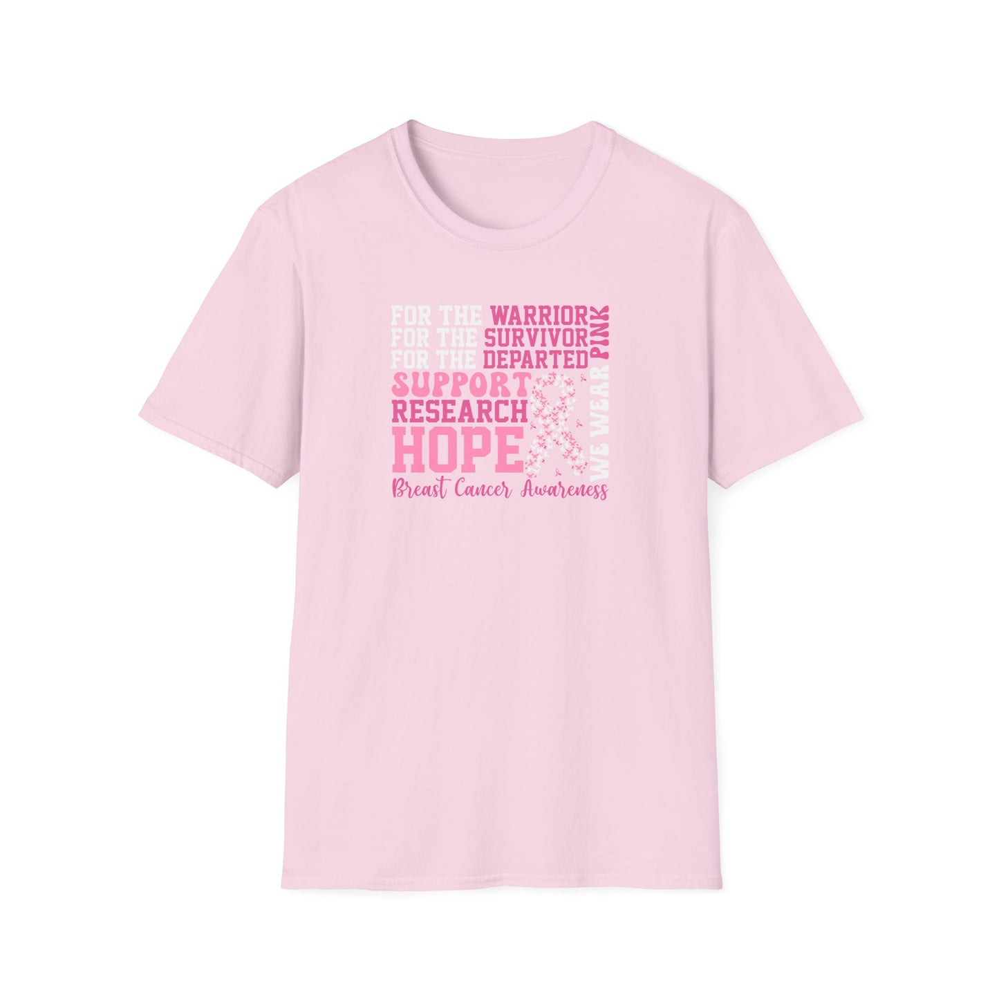 Hope & Strength Breast Cancer Awareness Softstyle T-Shirt โ Support, Survivor & Warrior Pink Tee