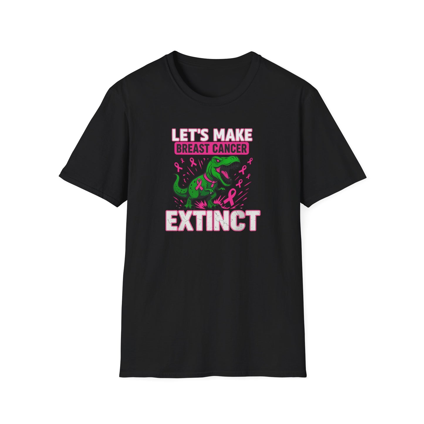 🦖Let’s Make Breast Cancer Extinct" Dino Tee – Breast Cancer Awareness Softstyle Shirt