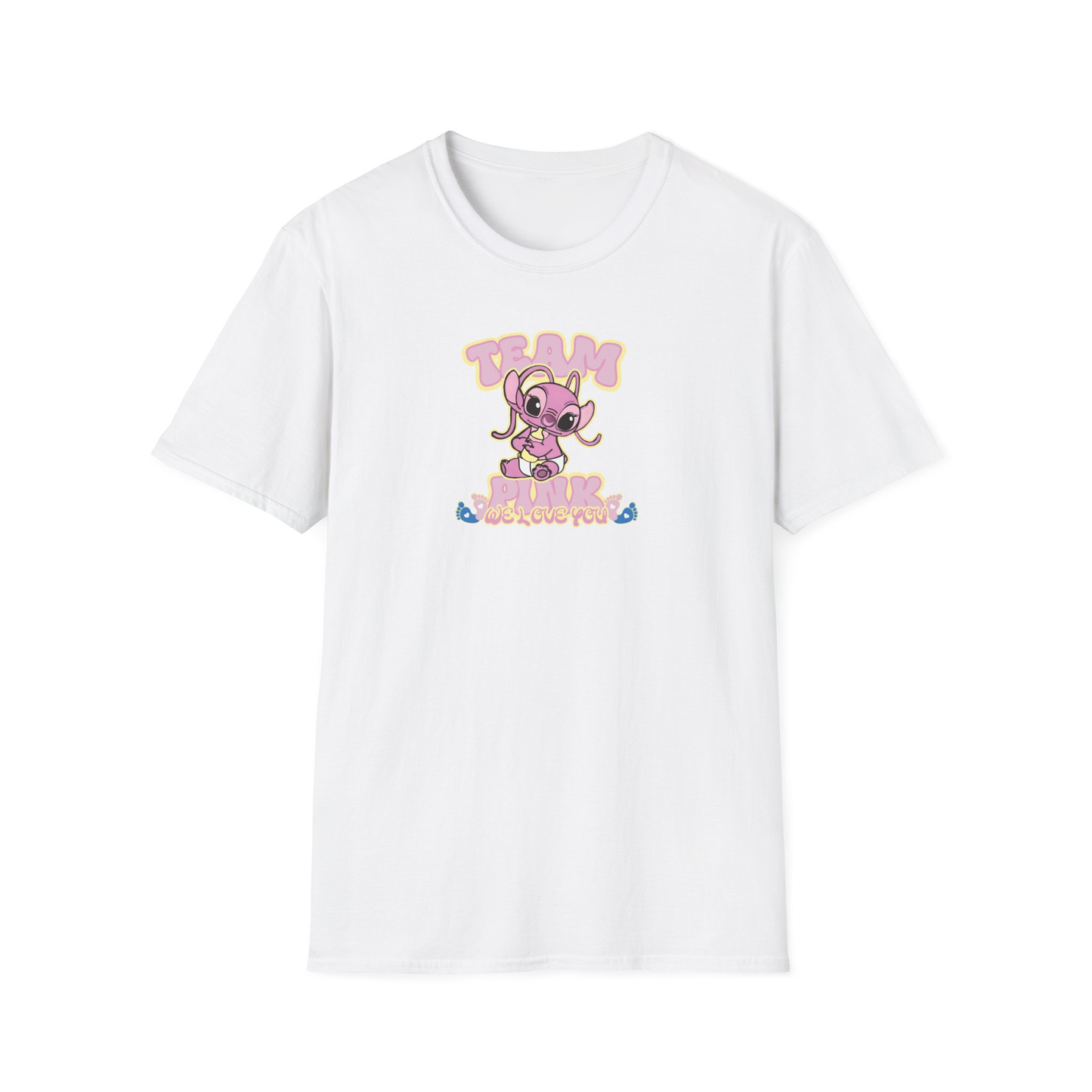 Team Pink Angel T-Shirt β Stitch Baby Shower & Gender Reveal Tee ππ