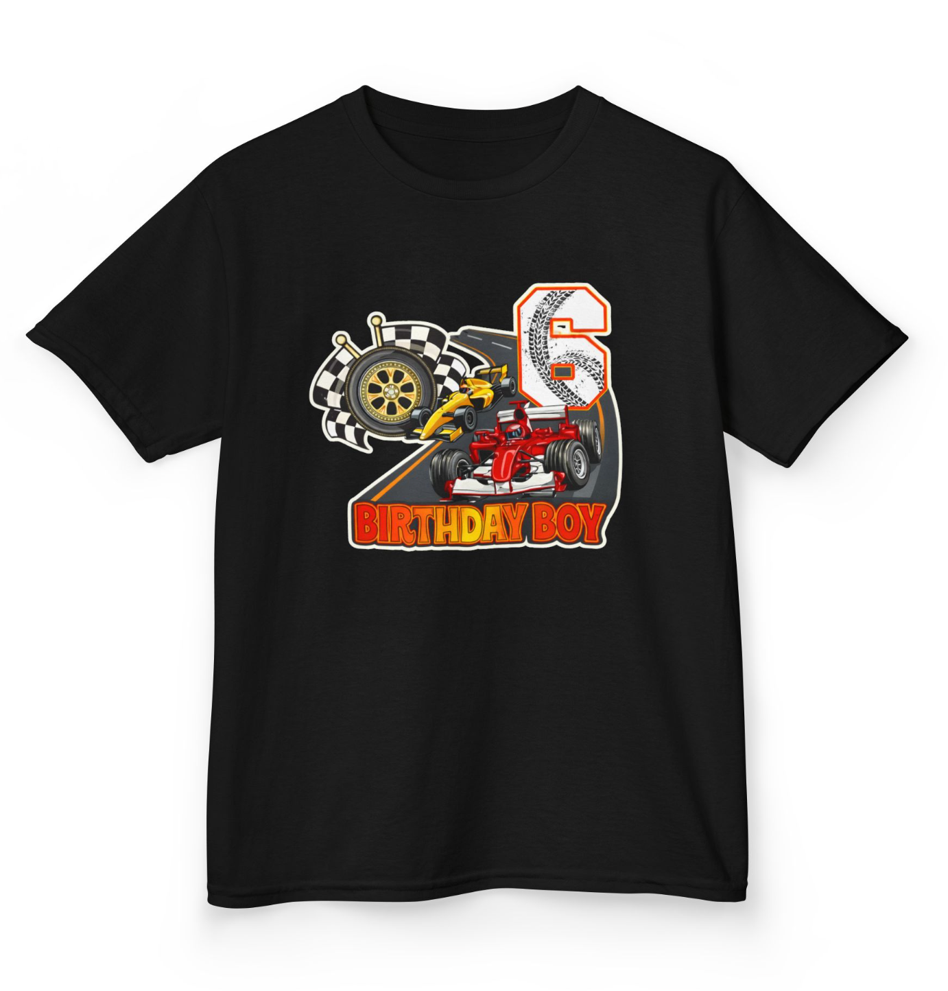 π Race Day Birthday Tee β Custom 6th Birthday Racing Shirt (Front & Back)