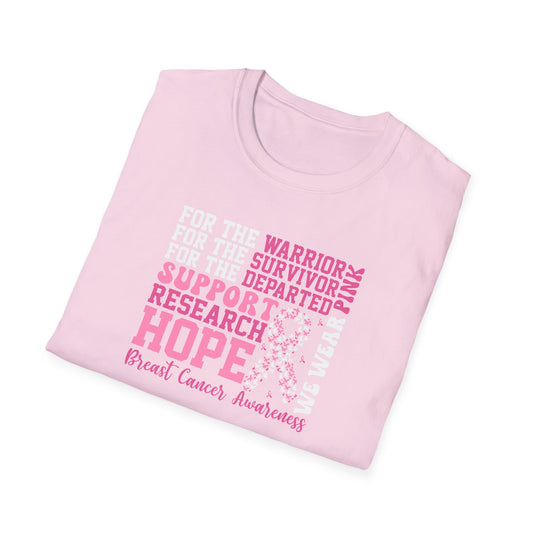 Hope & Strength Breast Cancer Awareness Softstyle T-Shirt – Support, Survivor & Warrior Pink Tee