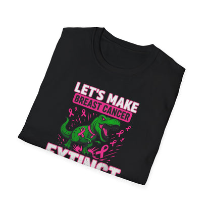 🦖Let’s Make Breast Cancer Extinct" Dino Tee – Breast Cancer Awareness Softstyle Shirt