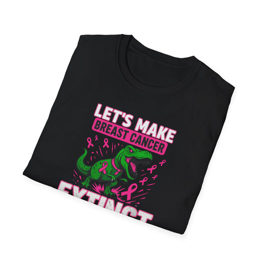 🦖Let’s Make Breast Cancer Extinct" Dino Tee – Breast Cancer Awareness Softstyle Shirt