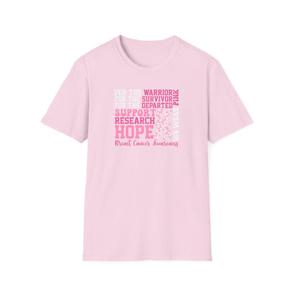 Hope & Strength Breast Cancer Awareness Softstyle T-Shirt – Support, Survivor & Warrior Pink Tee