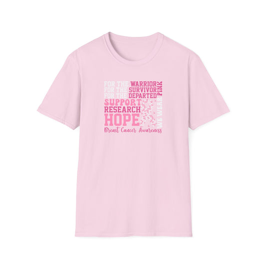 Hope & Strength Breast Cancer Awareness Softstyle T-Shirt – Support, Survivor & Warrior Pink Tee