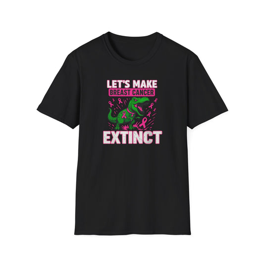 🦖Let’s Make Breast Cancer Extinct" Dino Tee – Breast Cancer Awareness Softstyle Shirt