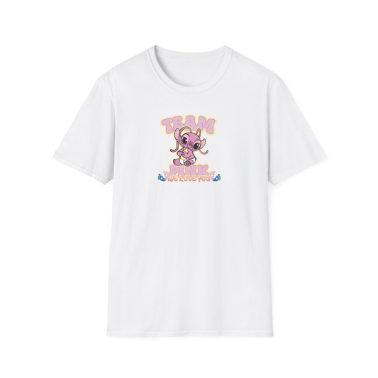 Team Pink Angel T-Shirt – Stitch Baby Shower & Gender Reveal Tee 🎀💖