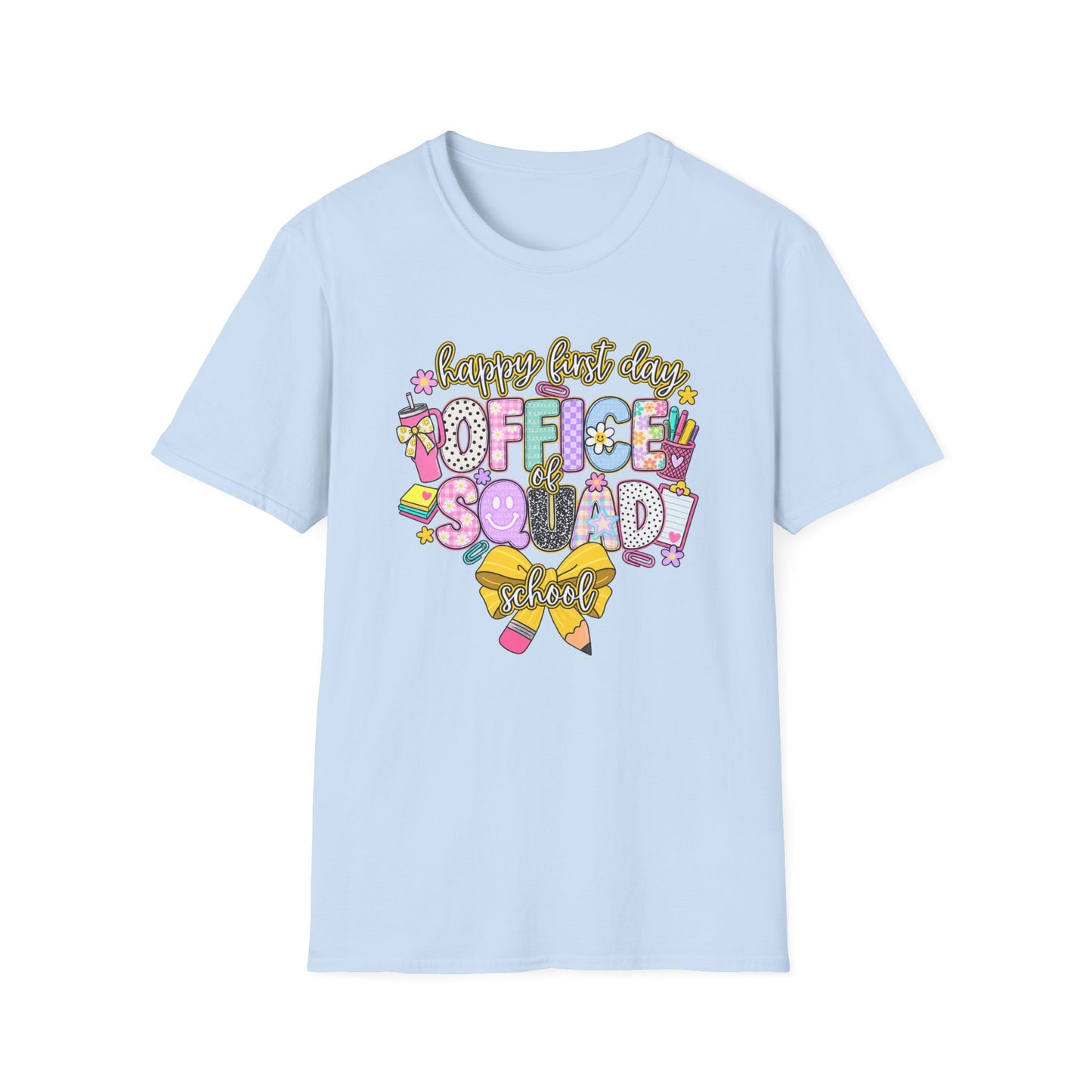 Happy First Day of School Teacher Shirt | Pre-K, Kindergarten, Encore & Office Squad Tee