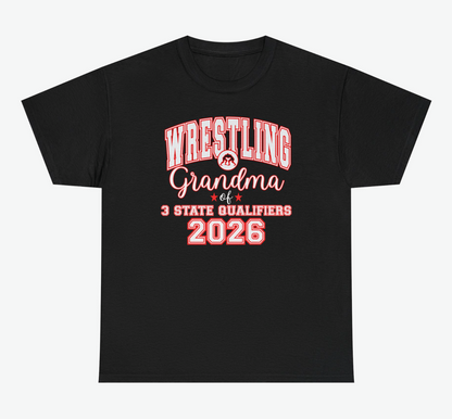 🔥 Wrestling Mom & Grandma – 3 State Qualifiers 2026 Spirit Tee 🔥