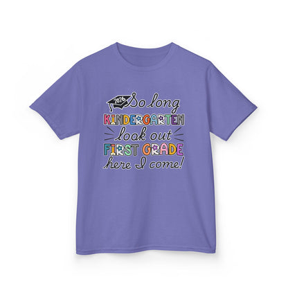 🎓✨ “So Long Kindergarten – First Grade Here I Come!” Graduation Tee-MRS.PETERS (Front & Back Design) (Copy)